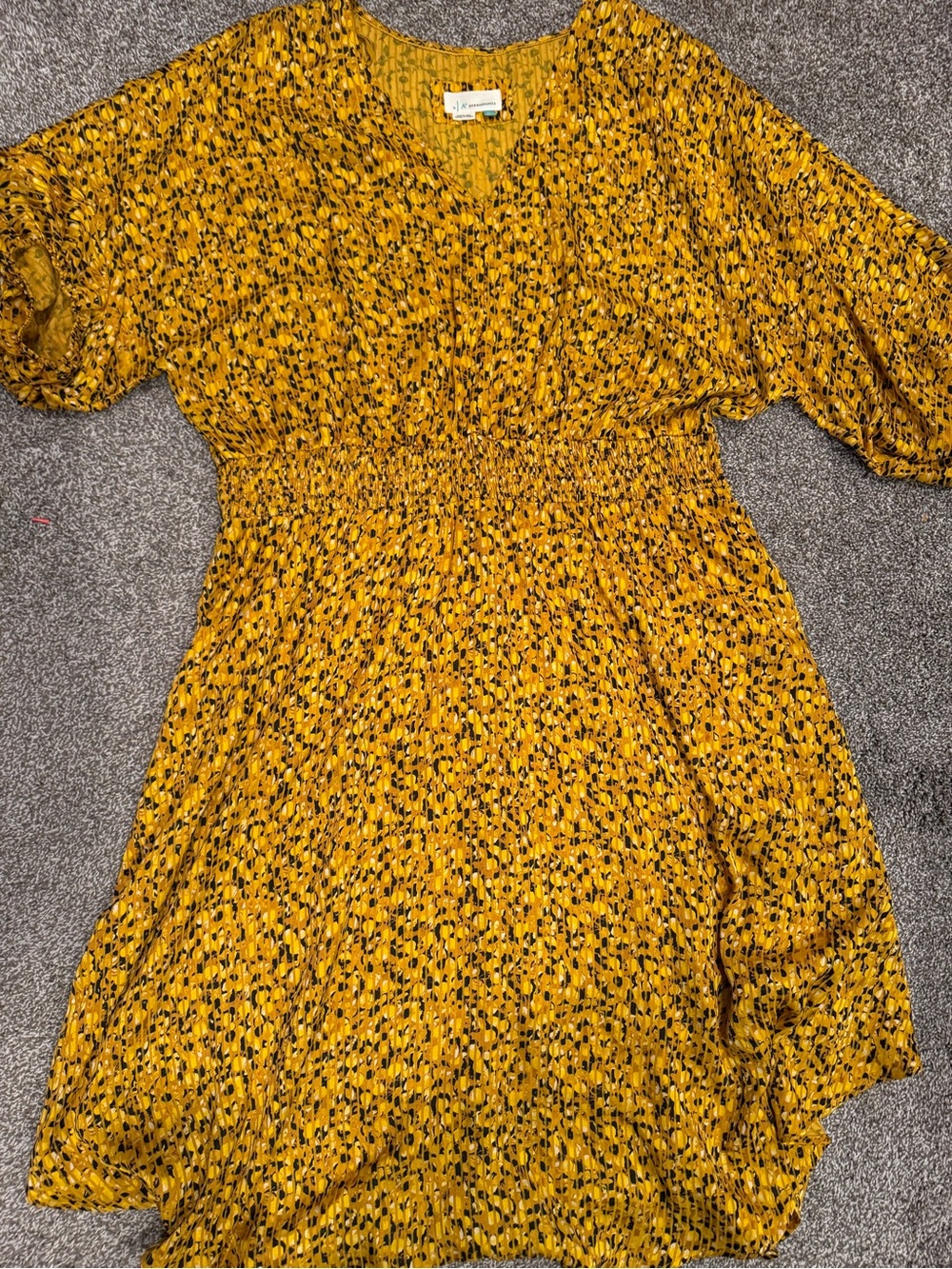 Anthropologie 2X yellow motif by Anthropologie midi dress